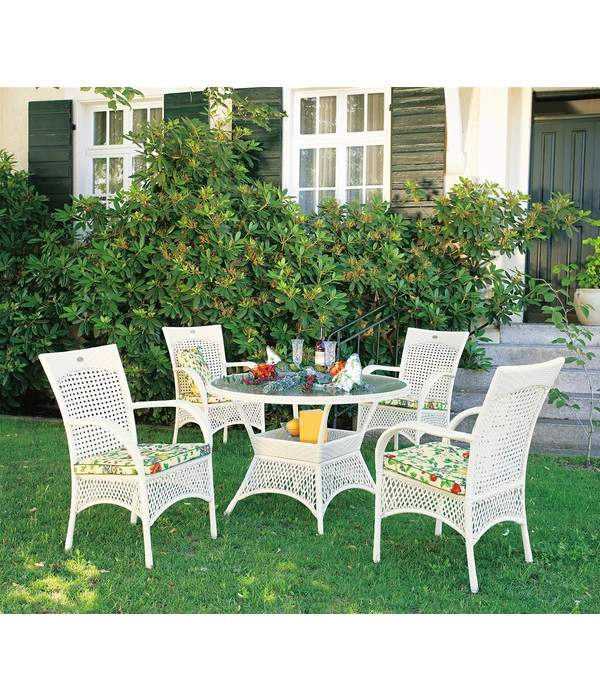 Best Alu-Korbtisch Madelene, Rund, Weiss, Ca. Ø110/H73 Cm – Bild 2