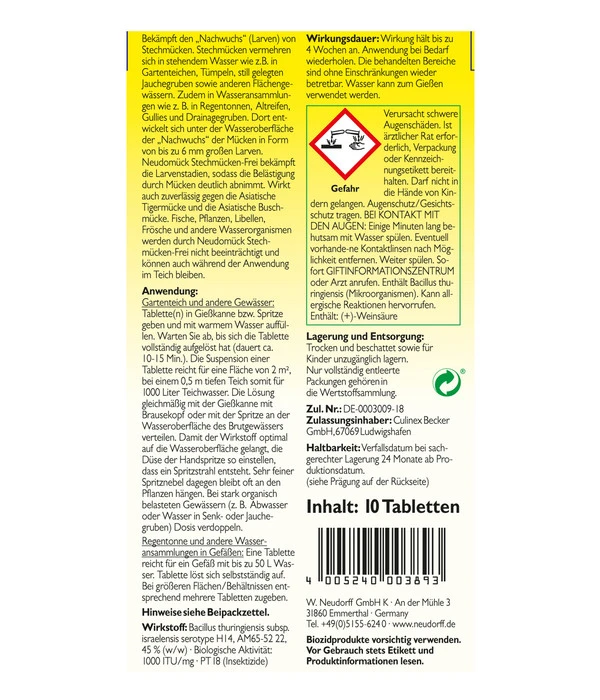 Neudorff Neudomück® Stechmücken-Frei, 10 Stk. – Bild 2