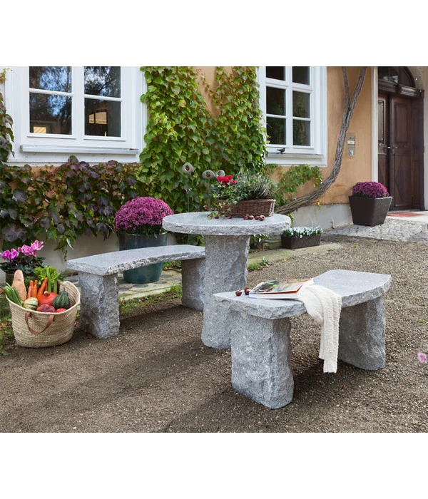 Dehner Granit-Gartenbank, Gebogen, 2-Sitzer – Bild 2