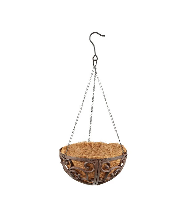 Dehner Gusseisen-Hängeampel Katalonien Mit Kokoseinlage, Rund, Rost, Ca. Ø30/H15 Cm