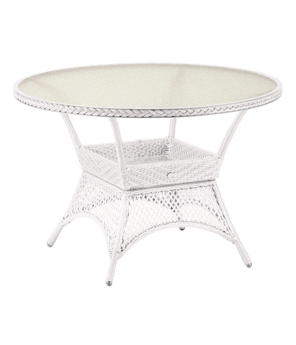 Best Alu-Korbtisch Madelene, Rund, Weiss, Ca. Ø110/H73 Cm