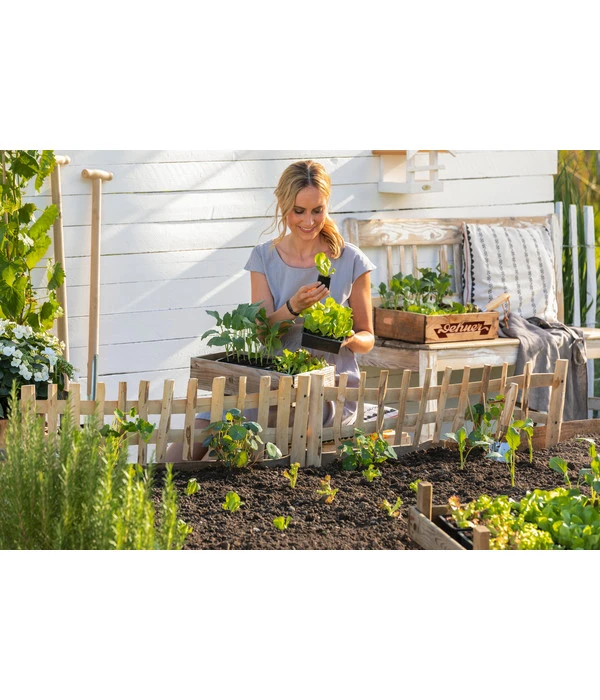 Holz-Naturbeetzaun, Natur, 100 X 25-45 Cm – Bild 3