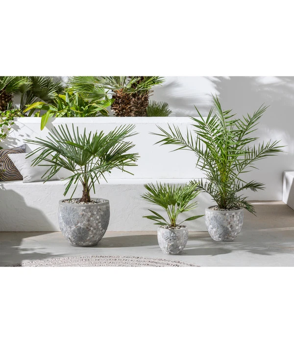 Dehner Keramik-Topf Mosaik, Grau – Bild 2