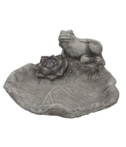 Fantasieco Stein-Vogeltränke Frosch, Ca. B31/H14/T32 Cm
