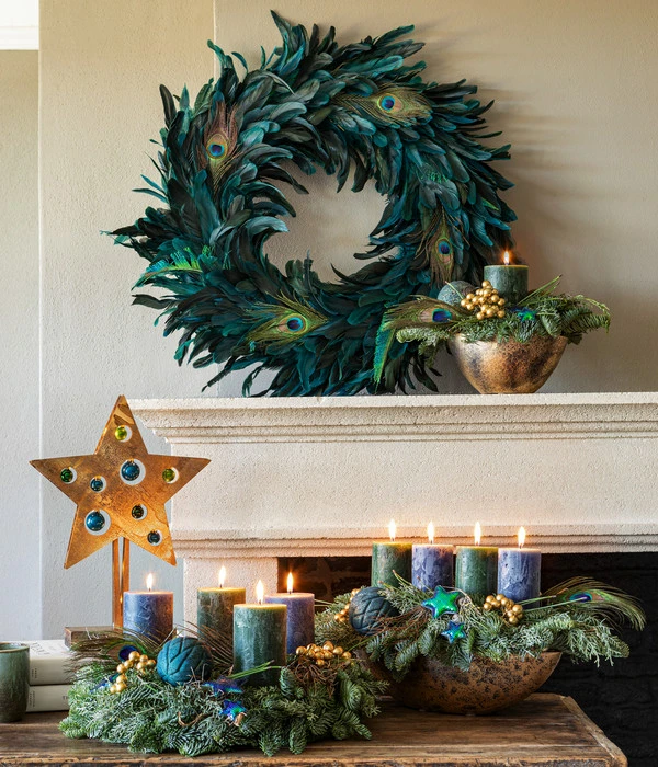Adventsgesteck Peacock, Ca. B30/H22/T20 Cm – Bild 2