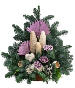 Grabgesteck In Terrakotta-Schale, Dreieckig, Rosa/beige, Ca. B55/H55/T40 Cm