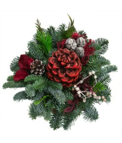 Grabgesteck In Terrakotta-Schale, Rund, Rot, Ca. Ø30/H20 Cm