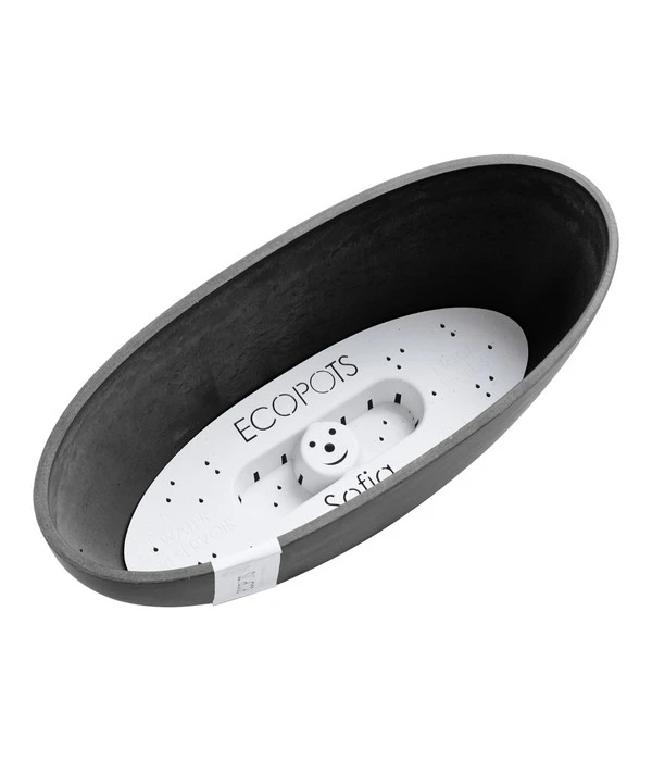 Ecopots Kunststoff-Schale Sofia Mit Wassersystem, Oval, Dunkelgrau, Ca. B30/H13,5/T13 Cm – Bild 5